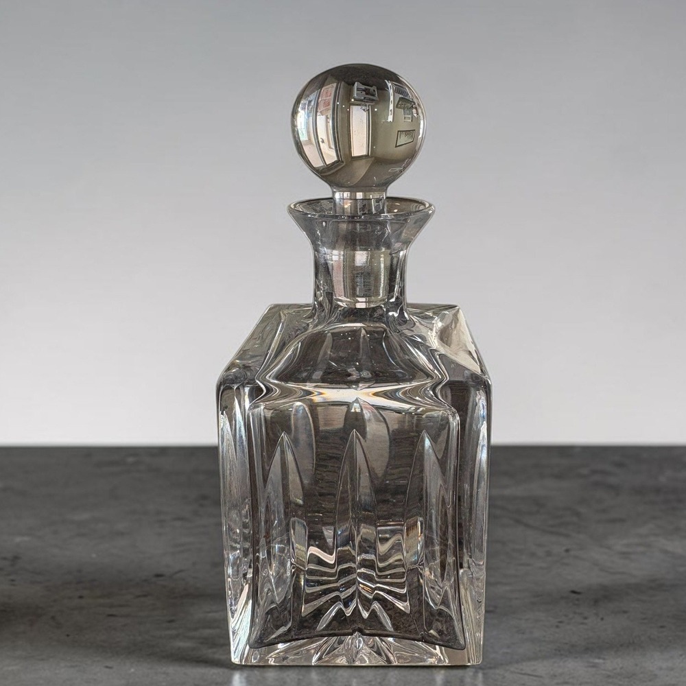 Atlantis Crystal Square Whiskey Decanter with Ball Stopper Made in Portugal 6" - Picture 4 of 5